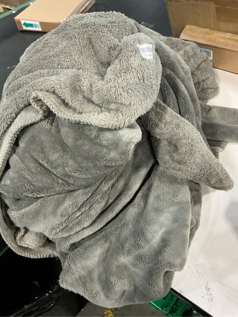 Condition photo showing As Is for UGG Whitecap King Blanket for Bed, Fleece Cozy Soft Blanket, Luxury Warm Extra Large Throw for Couch, Washable Bedding King Size, Bedding Essentials, 110" x 90", Seal Grey King Grey