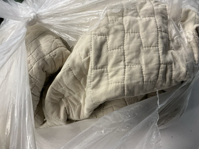 Condition photo showing As Is for palassio Beige 100% Cotton Quilt King Size Bedding Sets with 2 Pillow Shams, Textured Lightweight Soft Bedspread Shabby Chic Coverlet, Neutral Quilted Comforter Bed Cover for All Season, 3 Pieces Block-beige King(106"x96"?