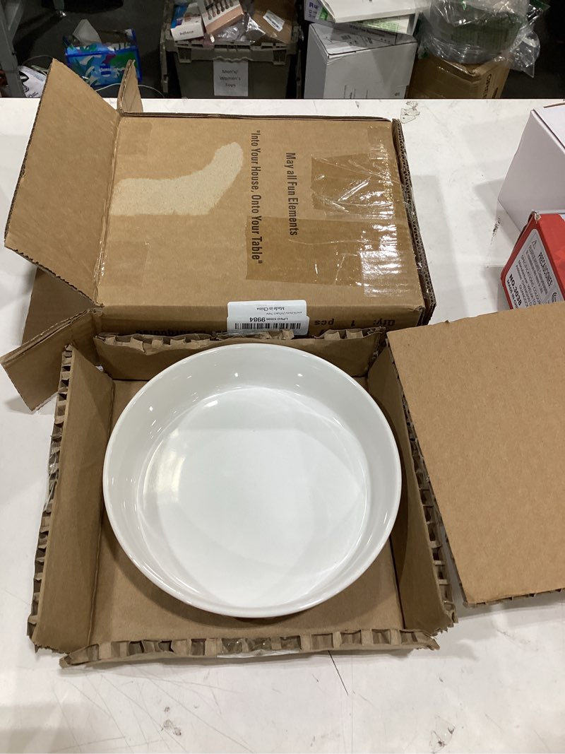 Condition photo showing Good Condition for fun elements shallow dog bowls, 8" ceramic dog food plate for small and medium breeds, non-slip, flat and wide, dishwasher safe, suitable for puppies and kittens (white) 8 inch white