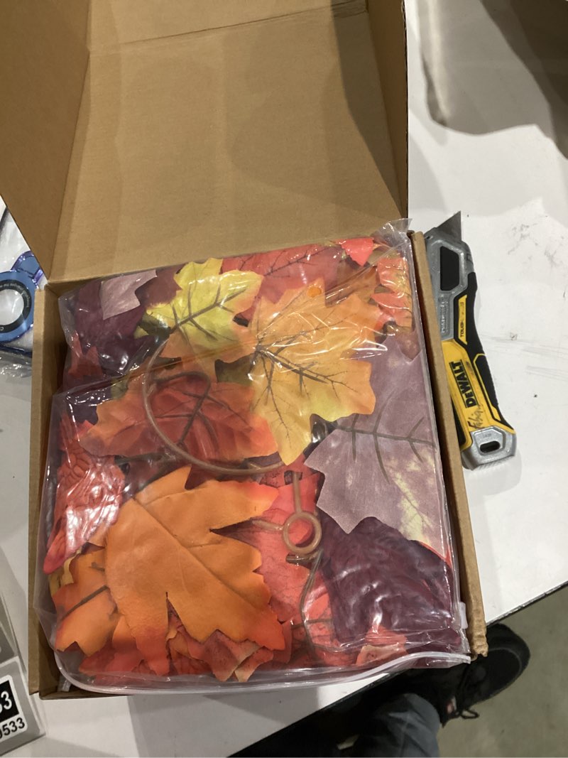 Condition photo showing New/Like New for 6PCS Fall Maple Leaves Garland, Party Joy 5.6Ft Artificial Maple Leaf Autumn Garland Hanging Fall Vines Table Decorations Front Door Fall Decor Thanksgiving Decorations Decor Outside Indoor Decor