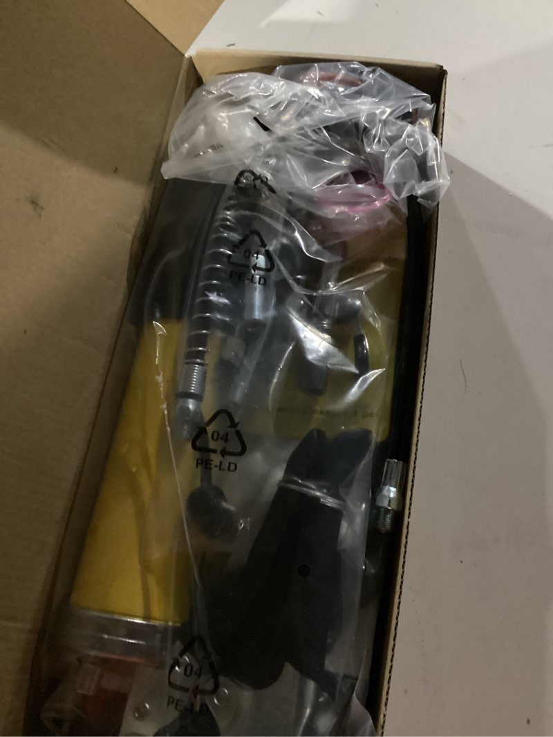 Condition photo showing New/Like New for 15 pcs 14oz grease gun kit,7000 psi leak-proof spray grease gun,18" spring hose,double handle nozzle,coupler,teflon tape and other accessories,yellow no grease cartridge 14 oz