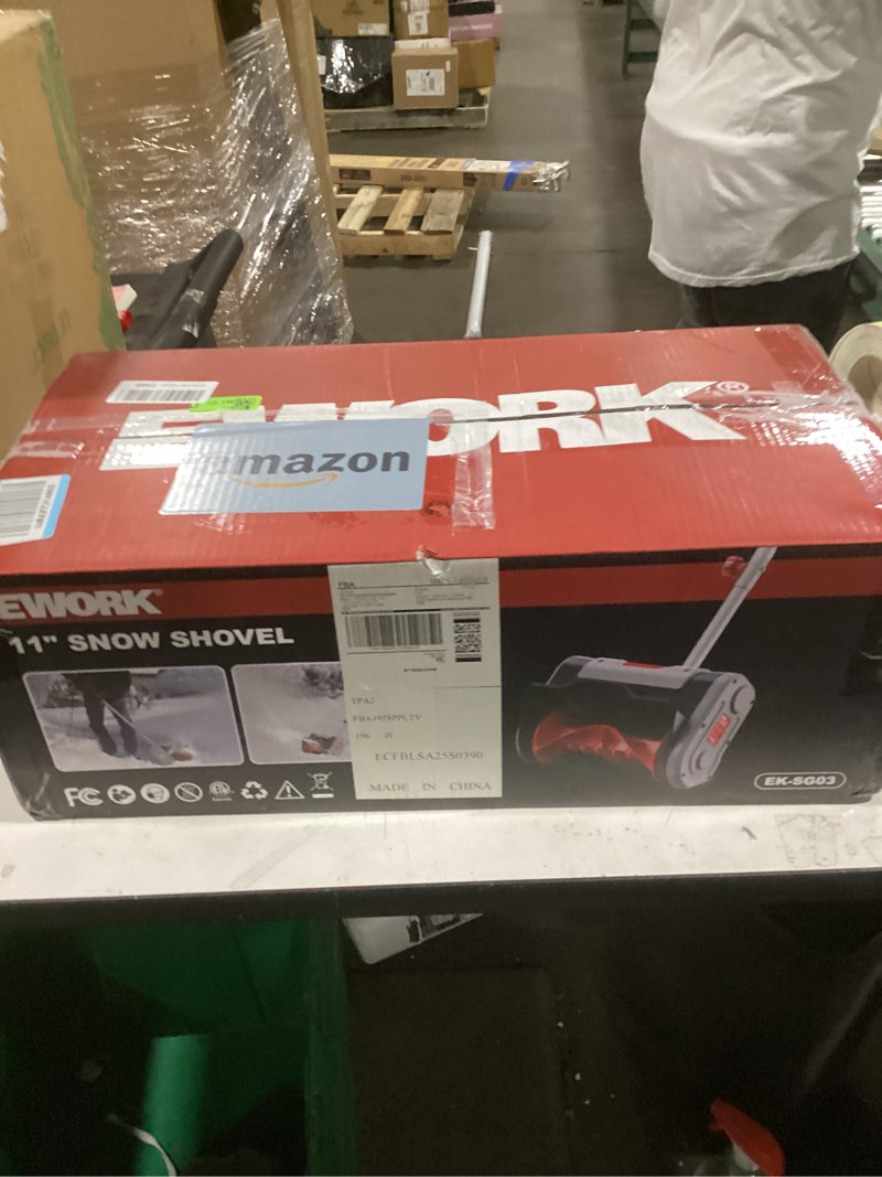 Condition photo showing New/Like New for EWORK Corded Snow Shovel 11-Inch 1200W 10A Powerful Electric Snow Shovels, 6-Inch Clearing Depth, 23-Foot Max Throw Distance, Power Snow Blower for Driveway, Steps, Sidewalk, Porch