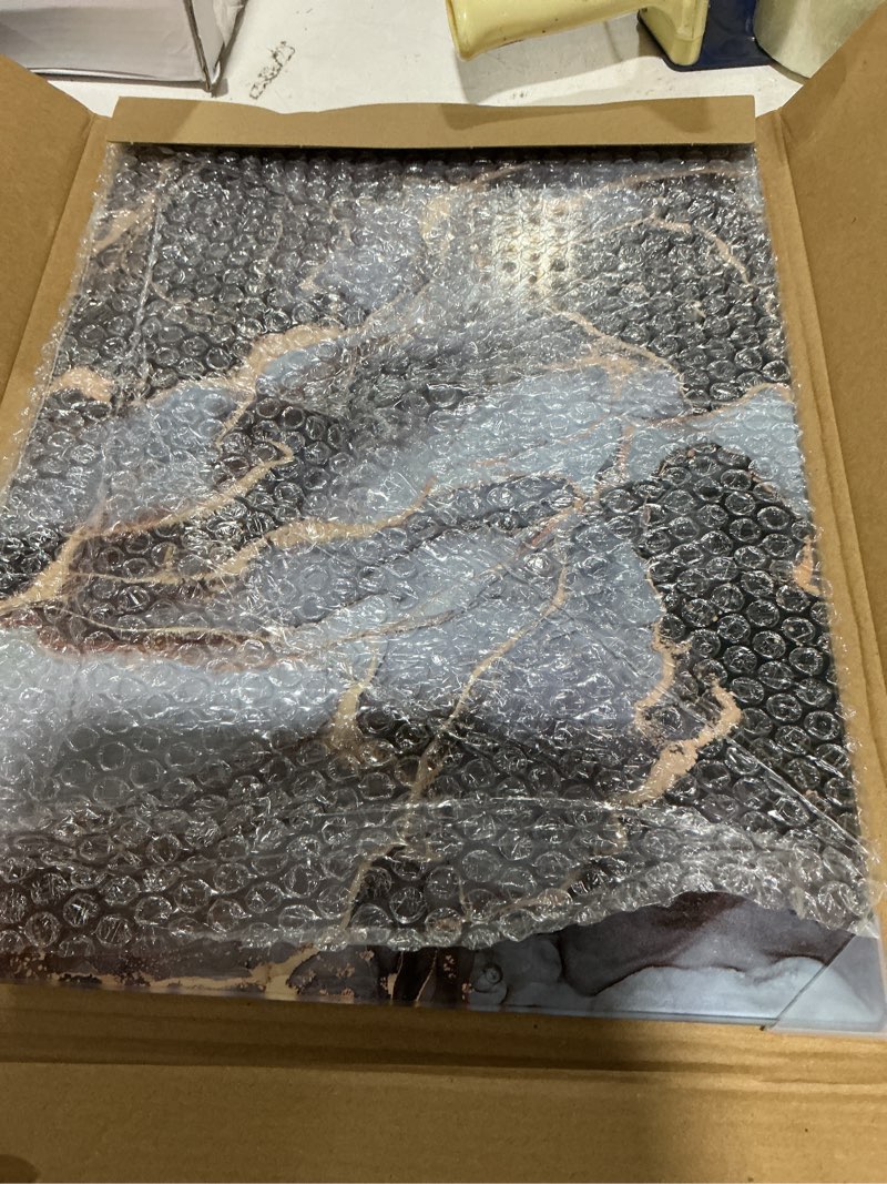 Condition photo showing Good Condition for glass cutting board 20”x16”: tempered glass kitchen counter protector - durable- scratch-resistant, heat-proof - design 8 - grey & gold design 08 20"l x 16"w