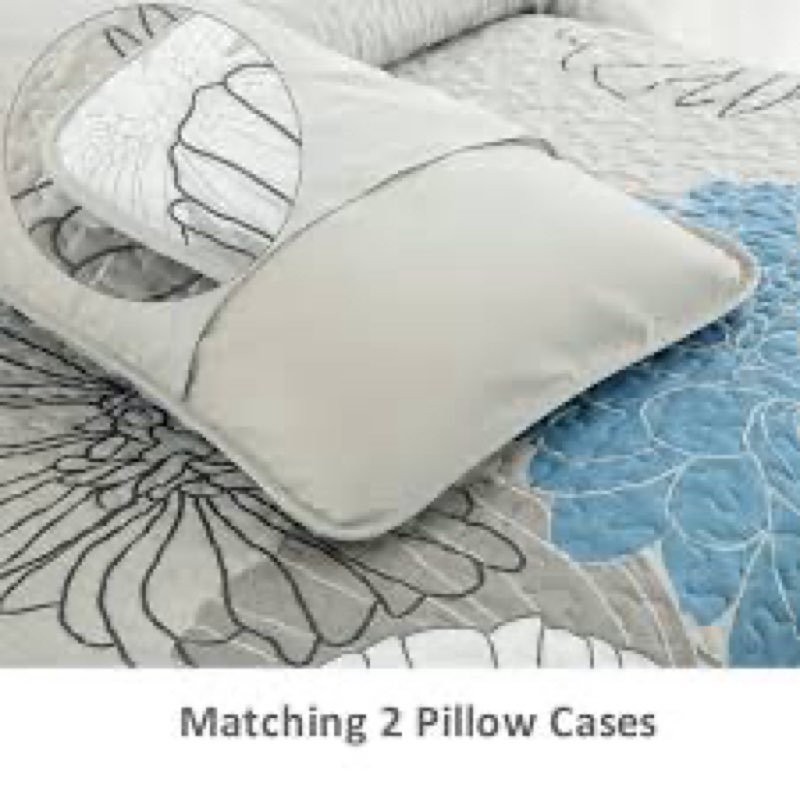 Blue Floral Pattern Quilt Only