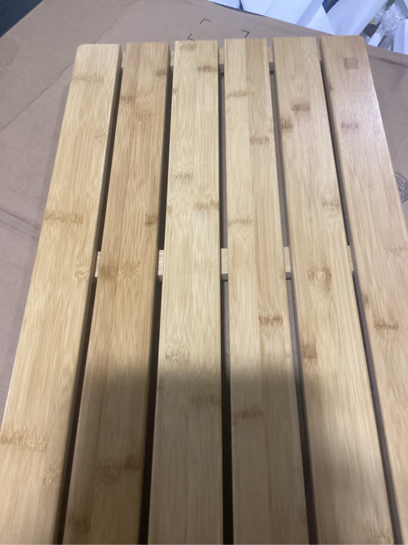 Condition photo showing Good Condition for bamboo wooden bath floor mat for luxury shower - non-slip bathroom waterproof carpet for indoor or outdoor use (31.3 x 18.1 x 1.5 inches) natural 31.3" x 18.1" (rectangular)