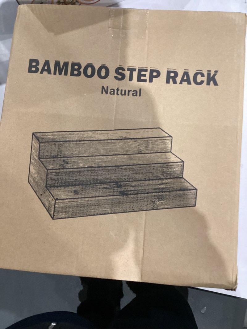 Condition photo showing New/Like New for MillTu Bamboo Spice Rack Organizer for Cabinet 3 Tier Countertop Step Spice Shelf for Kitchen Storage and Organizer (2 Pack, Cabinet) Natural - 2 Pack