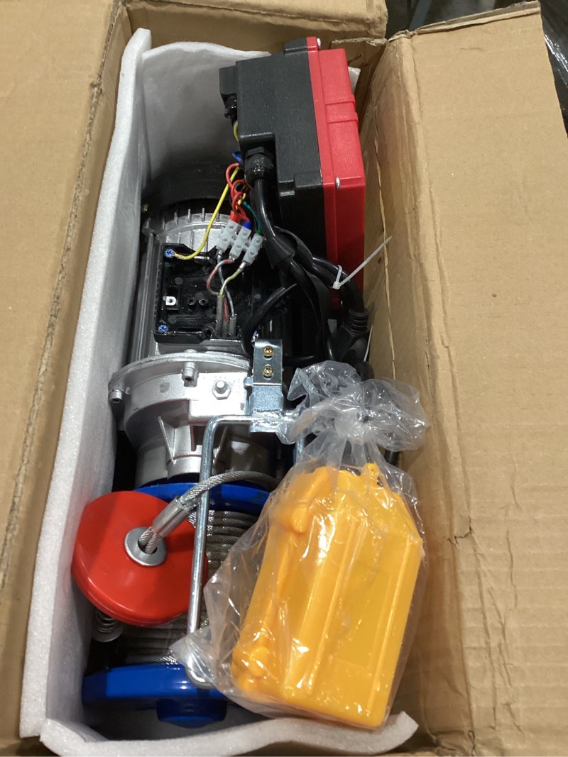 Condition photo showing Good Condition for 1760lb electric hoist with remote control/wired control, electric hoist 2 in 1, 110v electric hoist with single/double slings,65.6/33ft lifting height, for factory attic garage warehouse