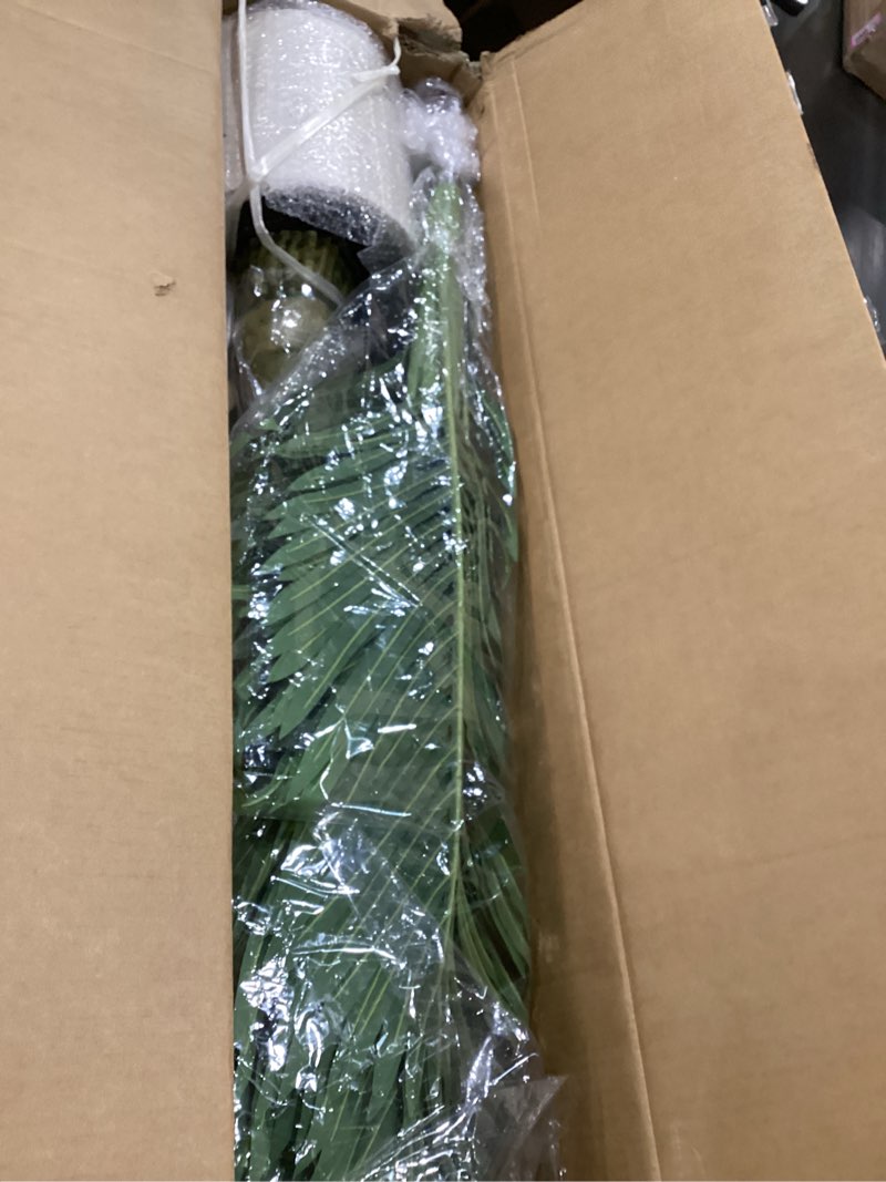 Condition photo showing Good Condition for artificial golden cane palm tree 6ft tall fake plant large tropical palms trees with 3 realistic trunks, faux palm plant artificial tree in pot for indoor outdoor room patio office home decor 6ft white 1