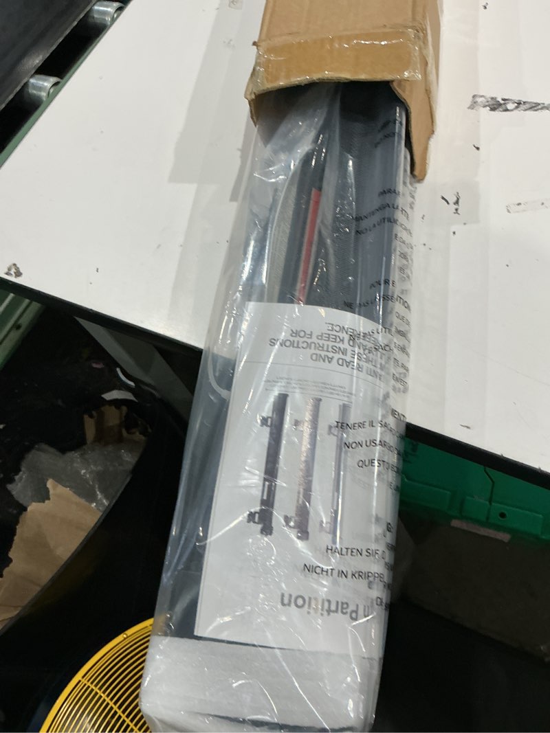 Condition photo showing New/Like New for miumoon one-hand operation retractable baby gates, 71 inch retractable gate with reinforced strip design to prevent crawling through, 6 ft retractable dog gate for stairs, doorways, hallways black 34" tall x 71" wide