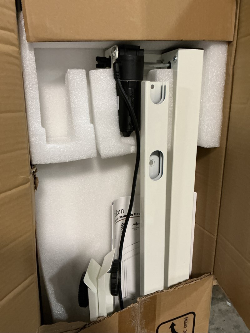 Condition photo showing Good Condition for veken 55 inch large electric standing desk,sit to stand up, heights adjustable, work home office computer table for study, walking pad, writing, and games, wooden desktop desks, white 55 inch white