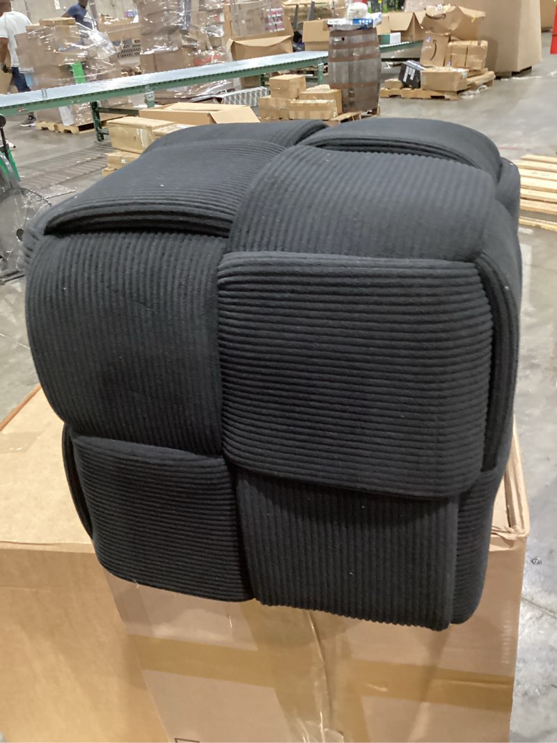 Condition photo showing Good Condition for cmishe ottoman foot rest soft and comfortable ottoman square corduroy woven design sofa stool(black)
