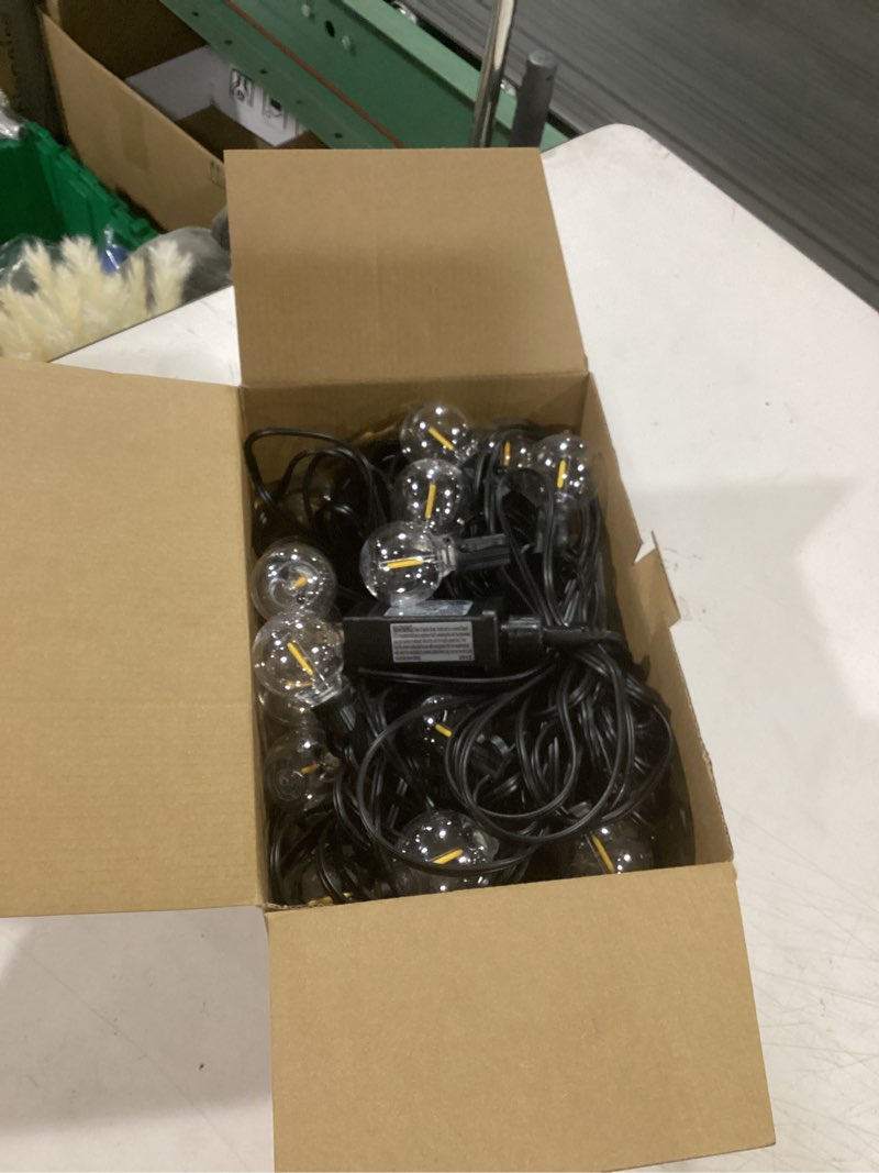 Condition photo showing Good Condition for brightown outdoor string lights - waterproof globe patio lights 35 ft with 30 g40 shatterproof led bulbs, connectable commercial hanging light for backyard, bistro, porch, cafe, deck, garden black 30ft