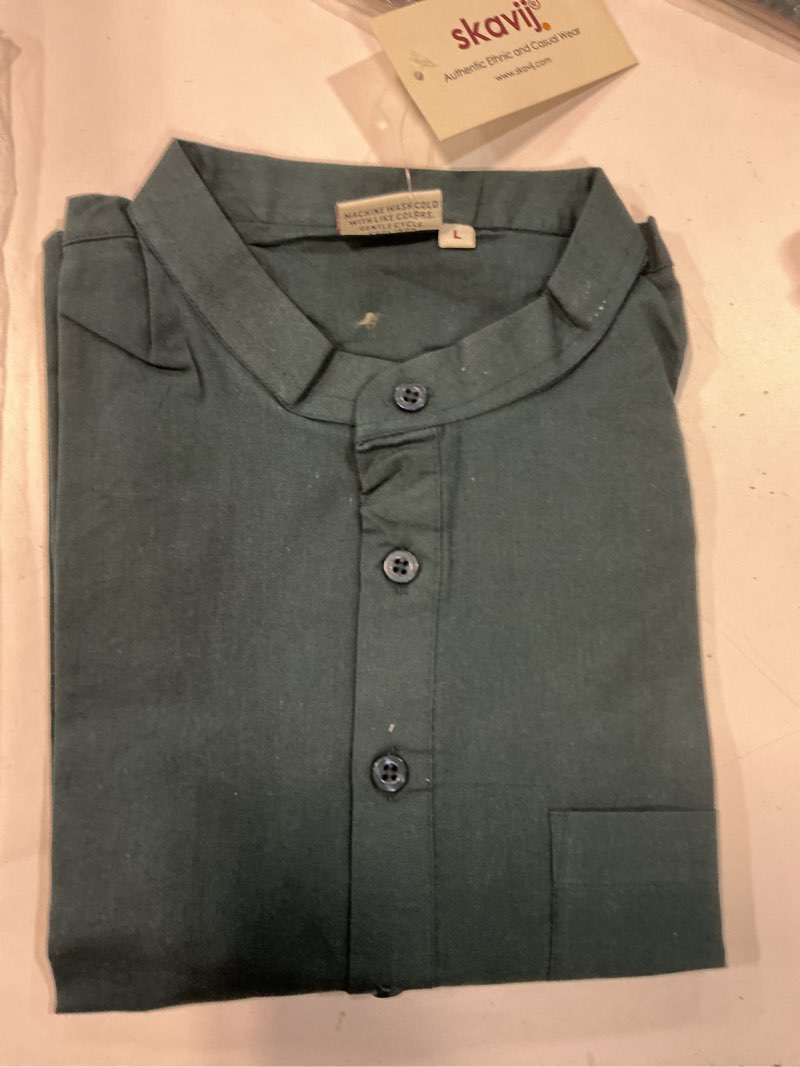 Condition photo showing New/Like New for skavij men’s pure cotton short kurta with chest pocket - solid eid & ramadan ethnic tunic. suze l
