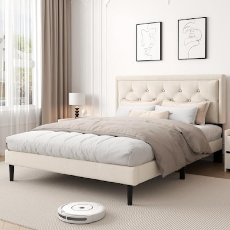  Similar, insta-bed beige Queen Metal Bed frame Bed