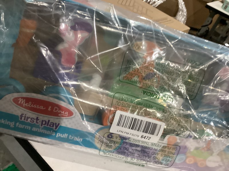 Condition photo showing As Is for Melissa & Doug First Play Wooden Rocking Farm Animals Pull Train