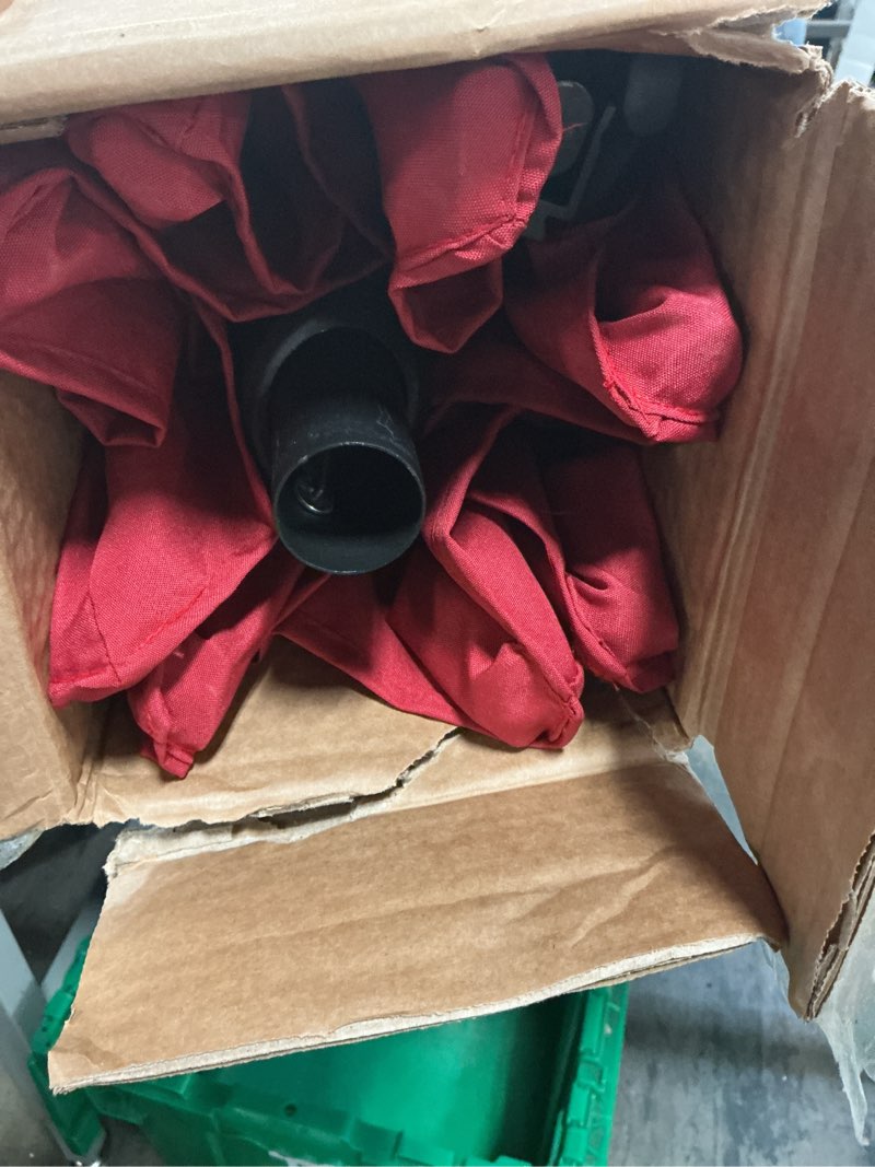 Condition photo showing As Is for above oneclick 2 with rib replacement technology 9 feet market patio umbrella red