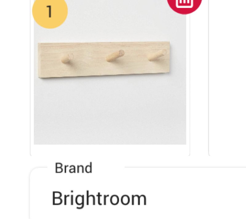 Wood 3 Hooks Rail Natural - Brightroom™: Wall Mounted Decorative Hook Rack, Rubberwood, 13.5" Length, 3 Pegs(Total of 2)
