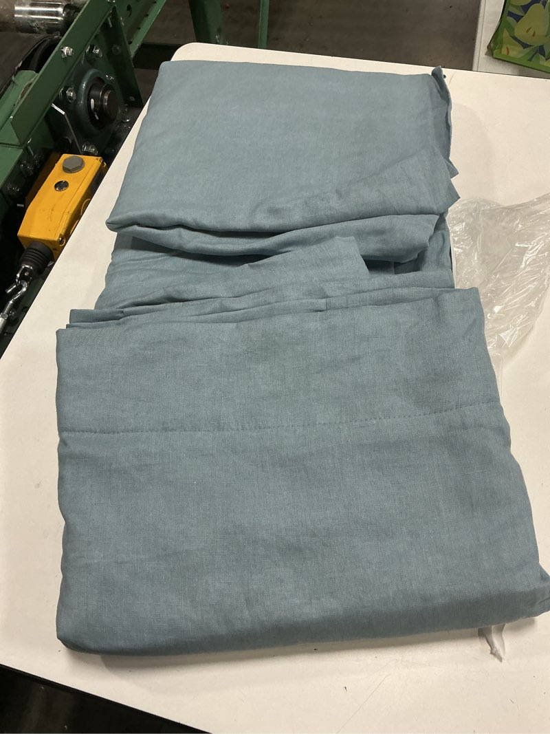 Condition photo showing Good Condition for quince european linen room darkening curtain - single panel 48* 96 light blue 