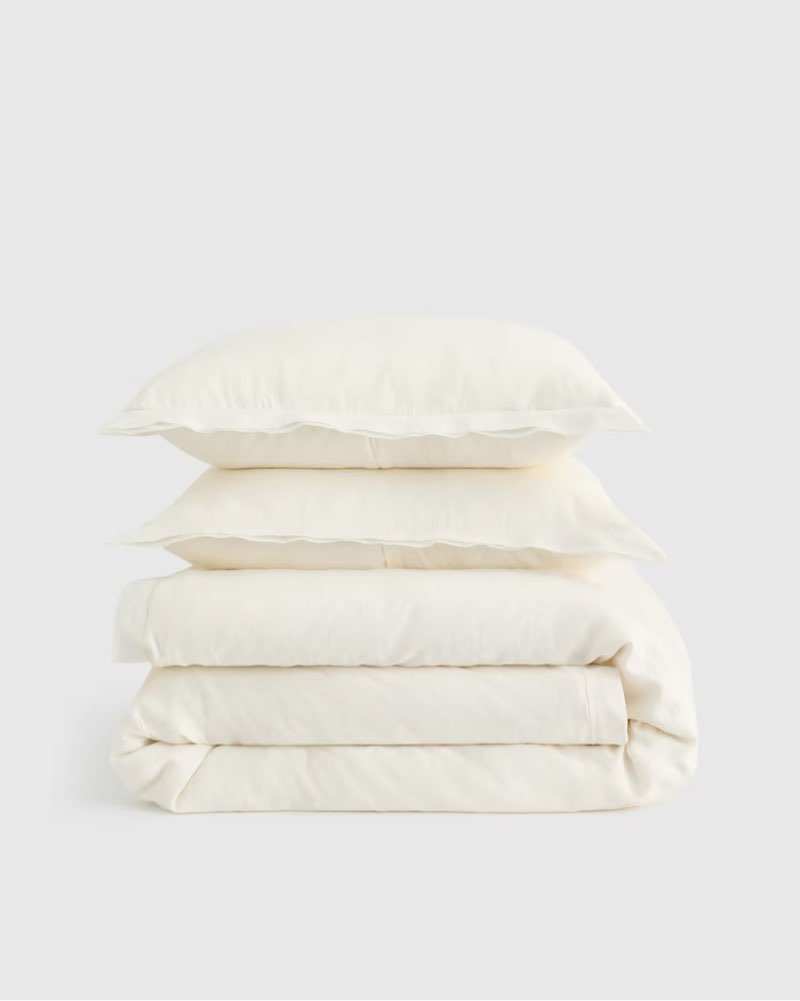 european linen double flange duvet cover set size: king/cal king color: ivory
