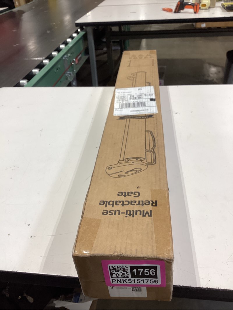 Condition photo showing New/Like New for huafly 98 inch retractable baby gates extra wide, no drilling baby gates for large openings, child gates, safety gates, extra long dog gates on doorways, stairs, outdoor, indoor (white, 98 inch) white 98 inch
