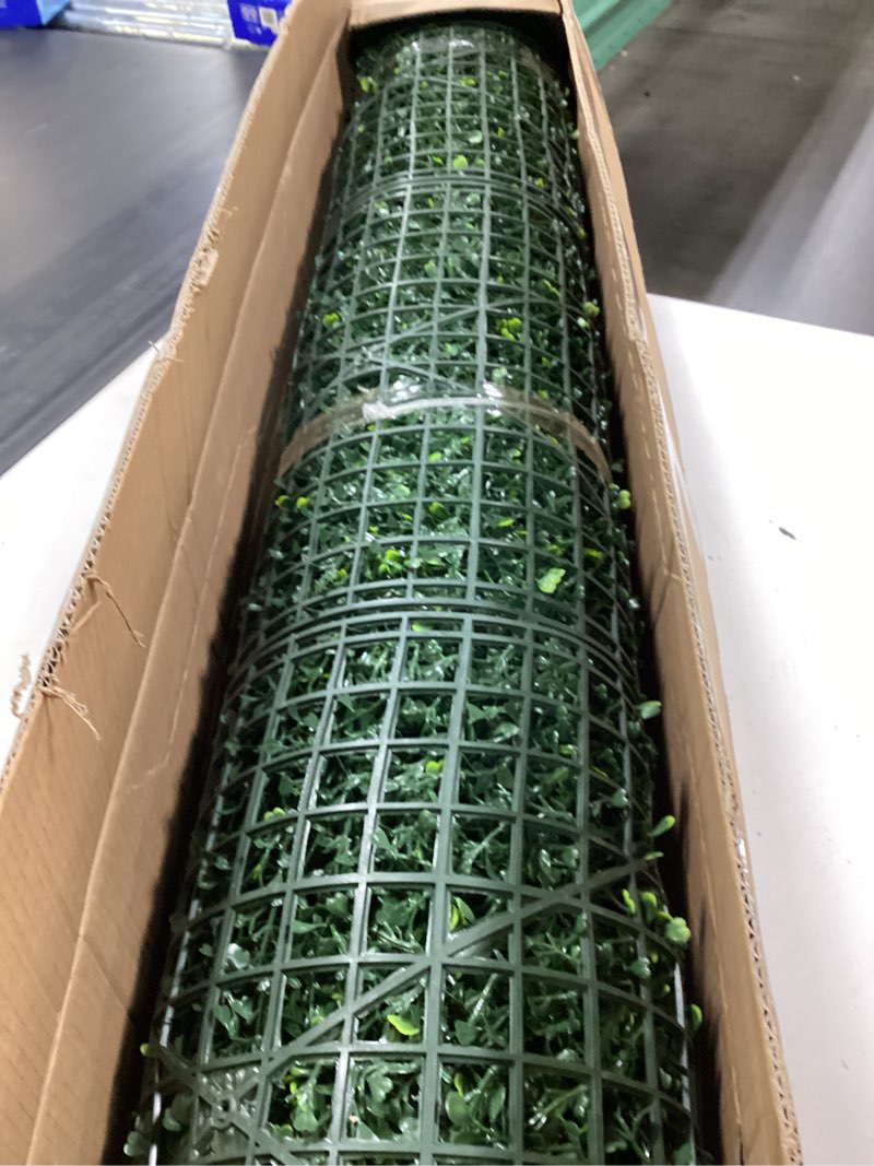 Condition photo showing New/Like New for odtory artificial boxwood panel roll 48x120 in(40 sqft) greenery backdrop | uv-anti fake ivy vine hedge covering, privacy fence screen, faux green grass wall,fake plant, indoor/outdoor/garden decor 48 x 120 in
