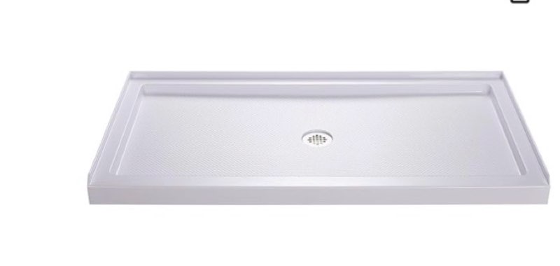 dreamline slimline 32 in. d x 60 in. w x 2 3/4 in. h center drain single threshold shower base in wh