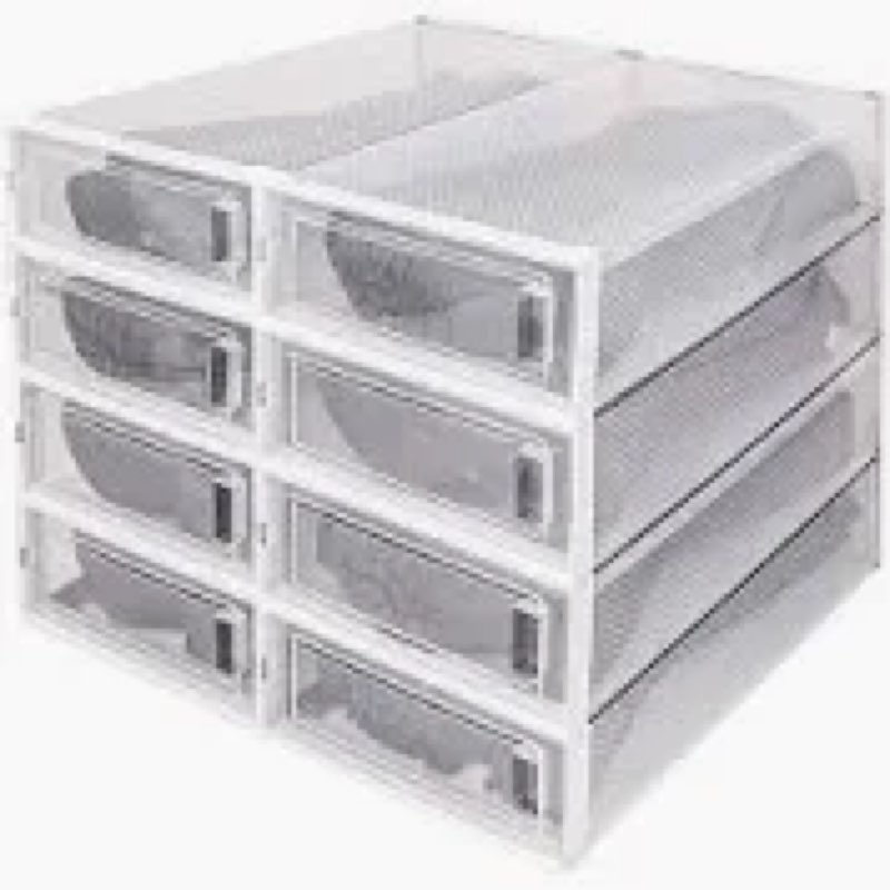 PARANTA 8-Piece Boot and Shoe Storage Box, Stackable Clear Plastic Shoe Box, Space-Saving Shoe Organ