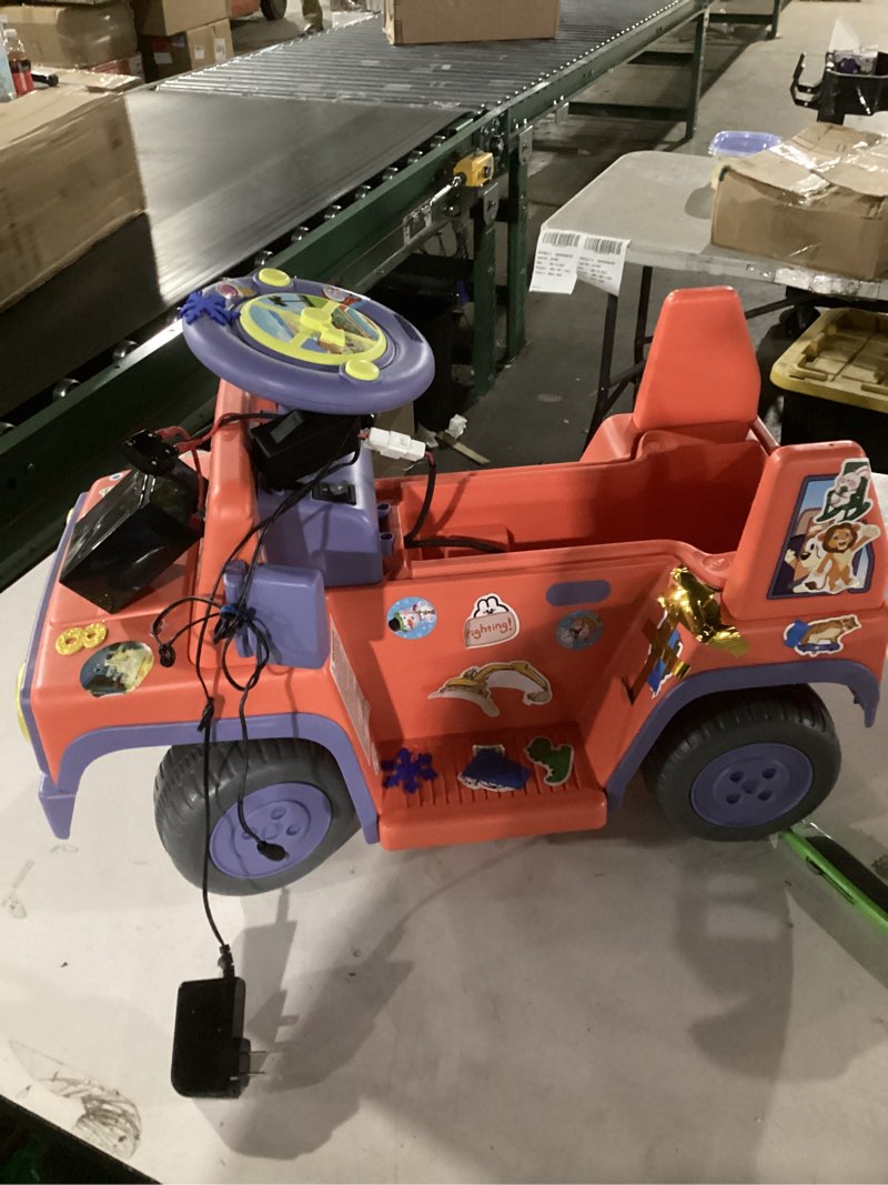 Condition photo showing As Is for Bluey 6V Ride On Car for Toddlers - Interactive Electric Car for Kids with Sound Effects & Music, Riding Toy for Boys & Girls, Includes 6V Rechargeable Battery & Charger