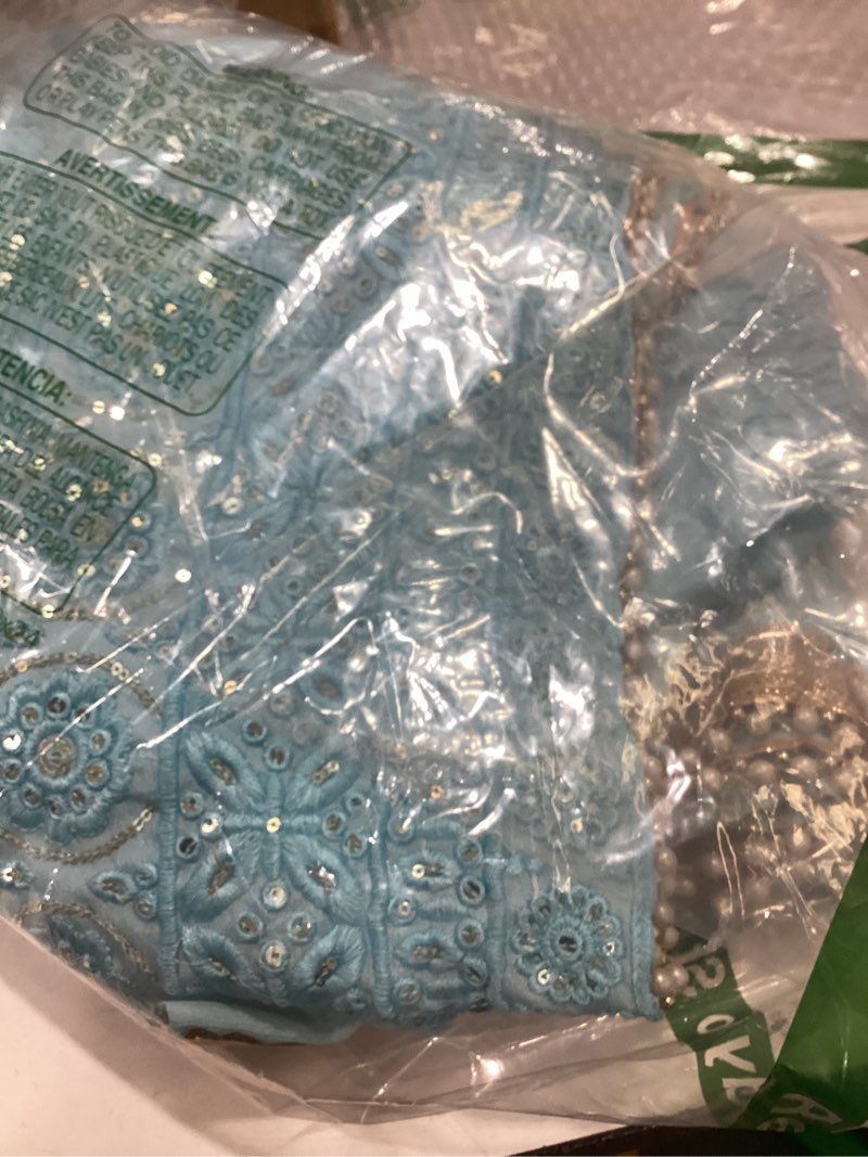 Condition photo showing Good Condition for beautiful chinnon punjabi style sharara suit for women ready to wear salwar kameez with dupatta sky blue medium