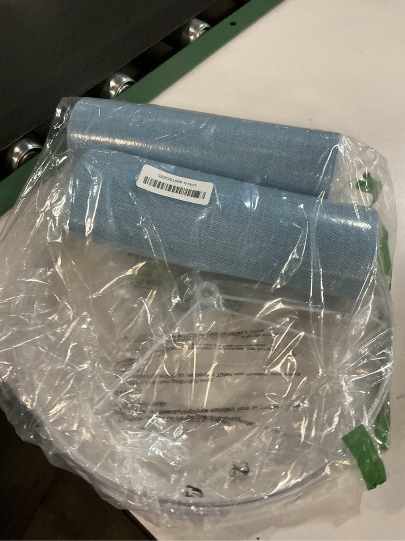 Condition photo showing As Is for Lamp Shades Set of 2, Drum Lampshade for Table Lamps Floor Lamp, 13" Top X 13" Bottom X 10" High Blue Large Line Fabric Lamp Shades, Easy Assembly Replacement Lampshades