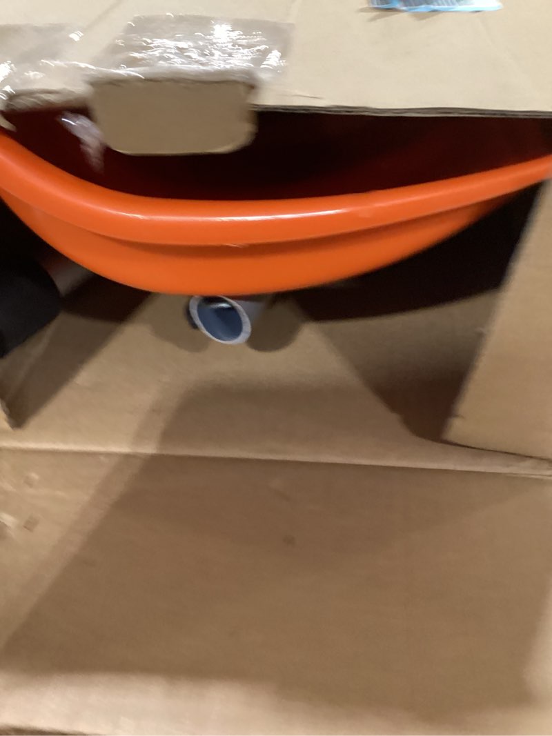 Condition photo showing Good Condition for Snow Pusher Shovel for Driveway, Wide Snow Shovel for Car Garage, Sidewalks and Doorways, Professional Snow Pusher with Ergonomic D-Grip Handle Aluminum Strip, Orange