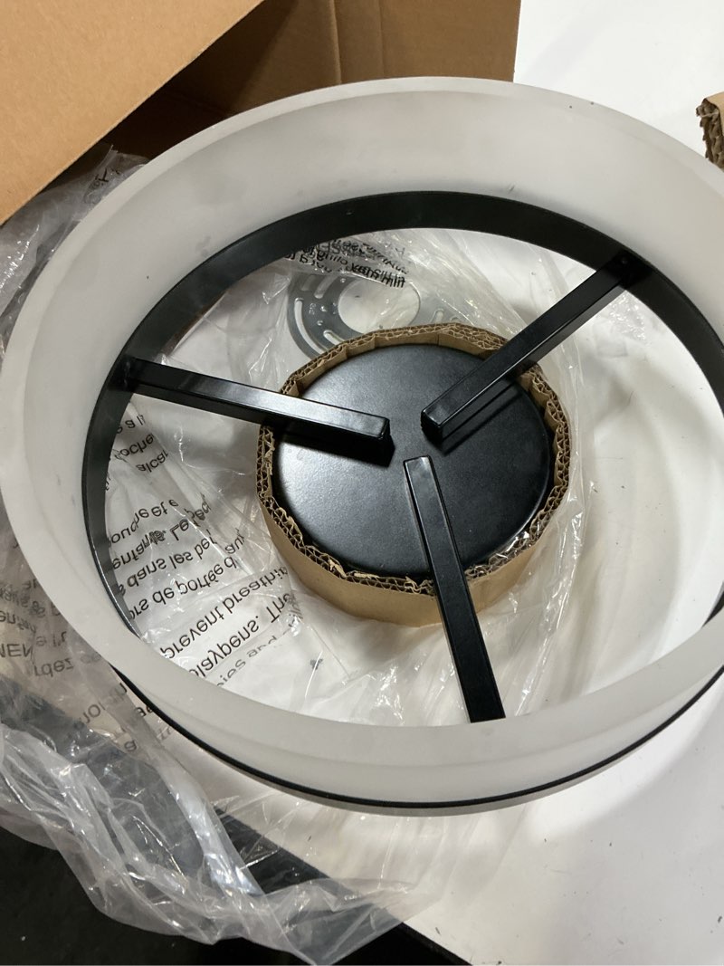 Condition photo showing As Is for origin 21 lynnpark 1-light 11.95-in matte black led flush mount light