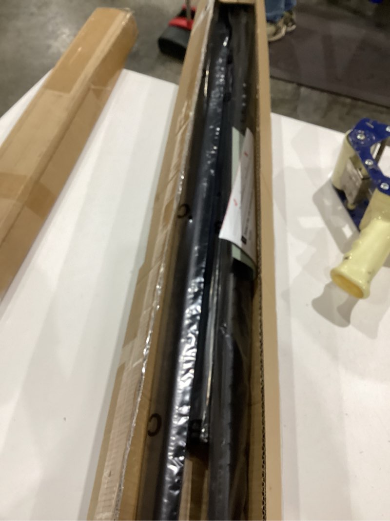 Condition photo showing As Is for tension curtain rod by ezfurni,42-123 inches,heavy duty tension rods for windows,no drilling adjustable curtain rod for patio,hold up blackout curtains and non slip,black black 42-123 inch 1set