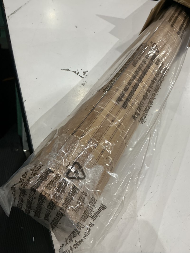 Condition photo showing As Is for lazblinds no tools no drill cordless bamboo roman shades, light filtering window treatment, roll up bamboo blinds for window 30'' w x 64'' h, brown brown206 30'' w x 64'' h