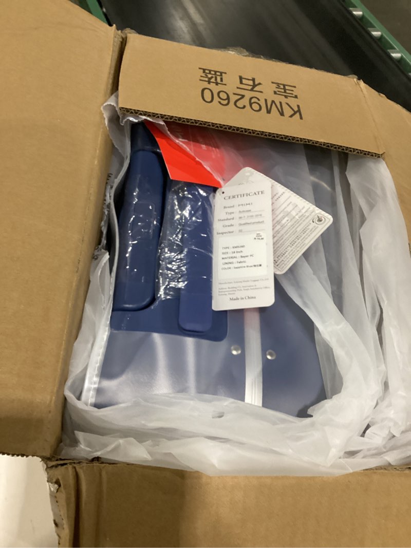 Condition photo showing Good Condition for mixi Carry On Luggage Wide Handle Luxury Design Rolling Travel Suitcase PC Hardside with Aluminum Frame Hollow Spinner Wheels, with Cover, 20 inch, Sapphire Blue