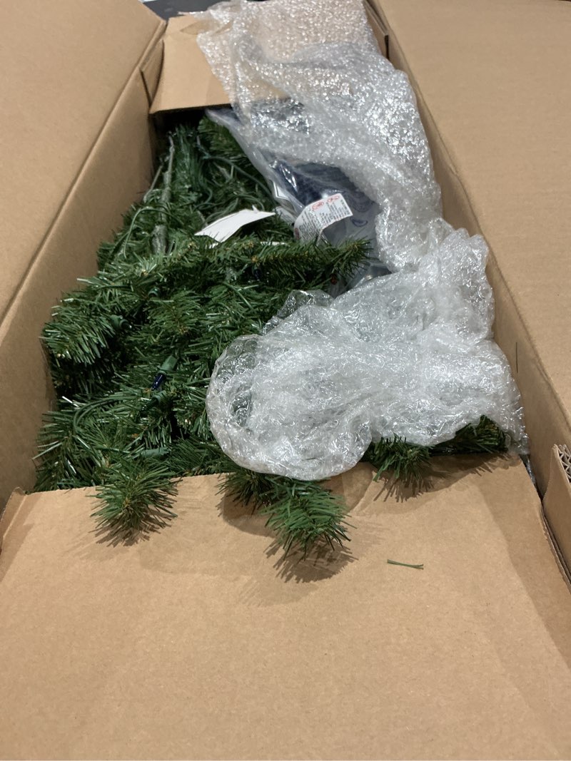 Condition photo showing Good Condition for national tree company 7.5 ft pre-lit north valley spruce artificial christmas tree, 550 multicolor lights, 1,346 tips, includes stand, green 7ft 6in