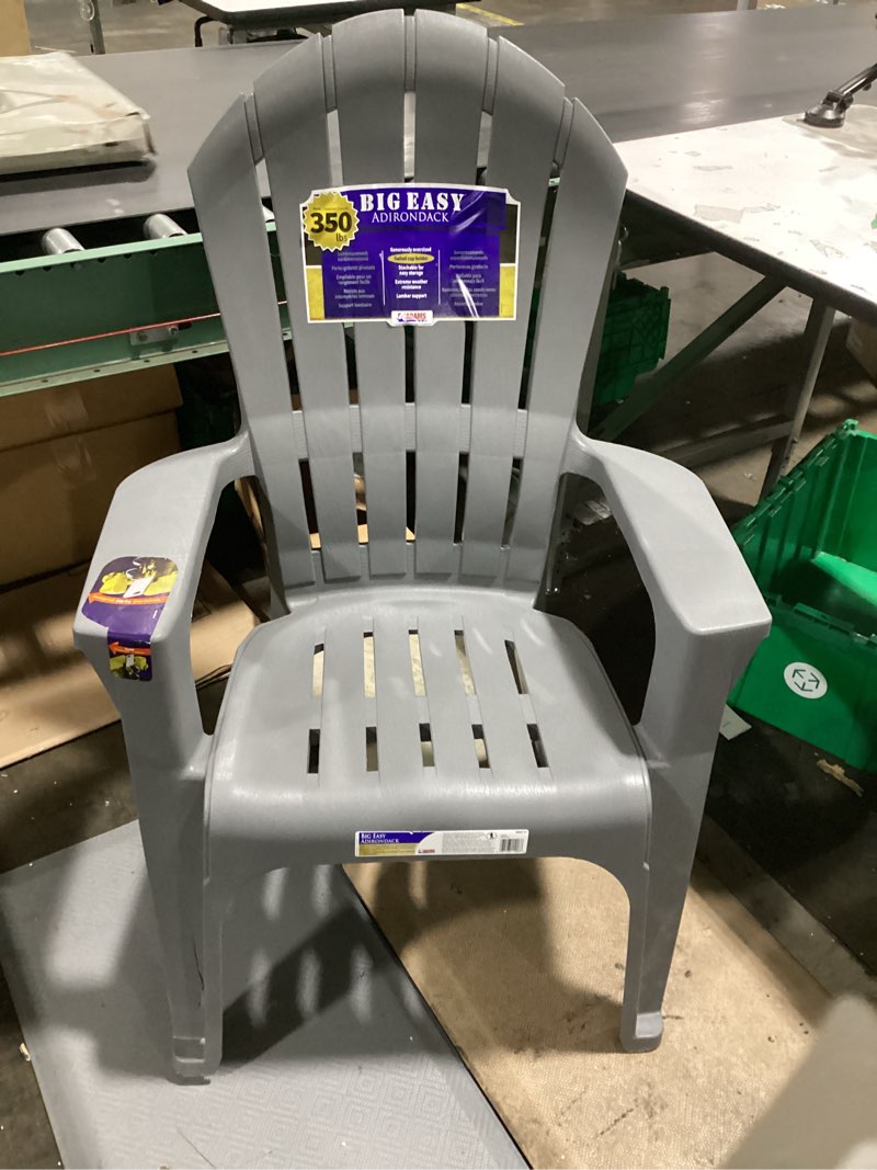 Condition photo showing New/Like New for adams patio stackable charcoal plastic frame stationary adirondack chair with slat seat