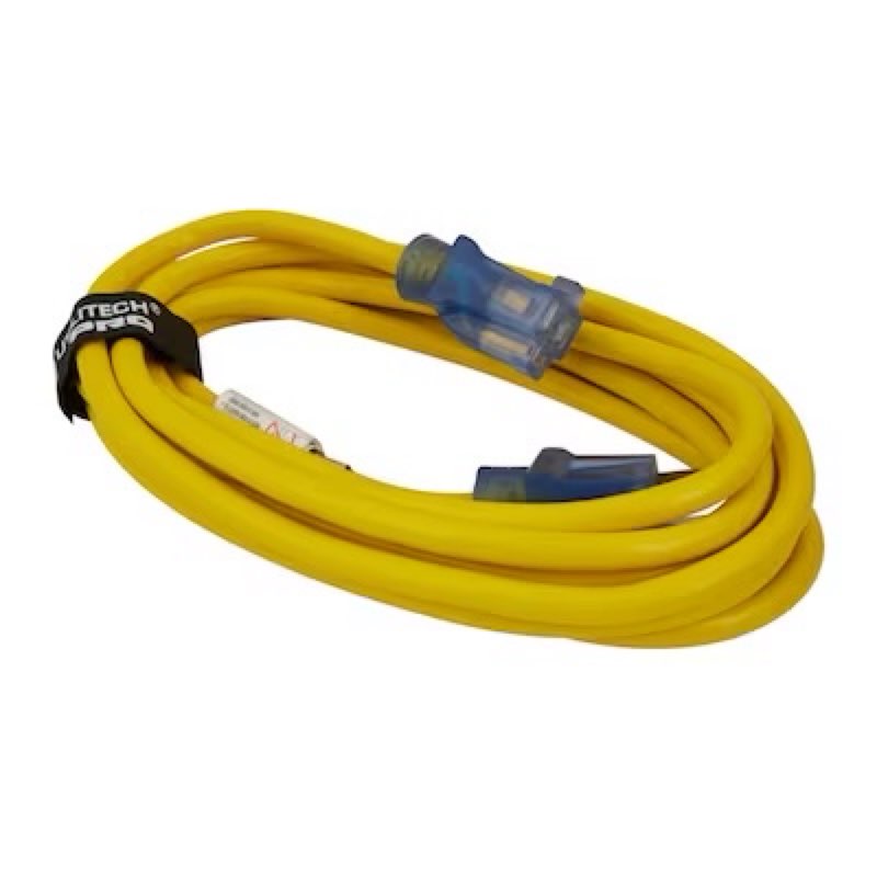 utilitech outdoor 15-ft 12 / 3 3 prong yellow outdoor sjtw medium duty lighted extension