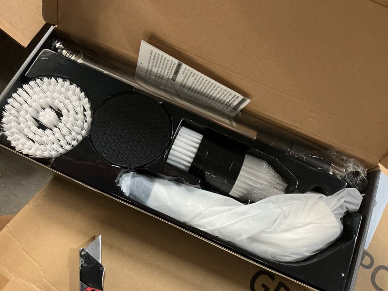 Condition photo showing New/Like New for Electric Spin Scrubber Bathroom - Adjustable Handle Cordless Shower Scrubber, 2 Speeds, Bathroom Scrubber with 8 Replaceable Brush Heads, Power Scrubber for Bathtub Cleaning