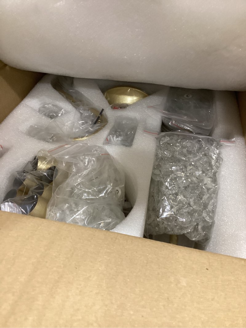 Condition photo showing Good Condition for gold crystal chandelier, 8-light crystal chandeliers for dining room light fixture, crystal pendant ceiling light modern gold lighting fixture for living room hallway foyer bedroom kitchen bathroom gold 25.8" high 26.4" wide