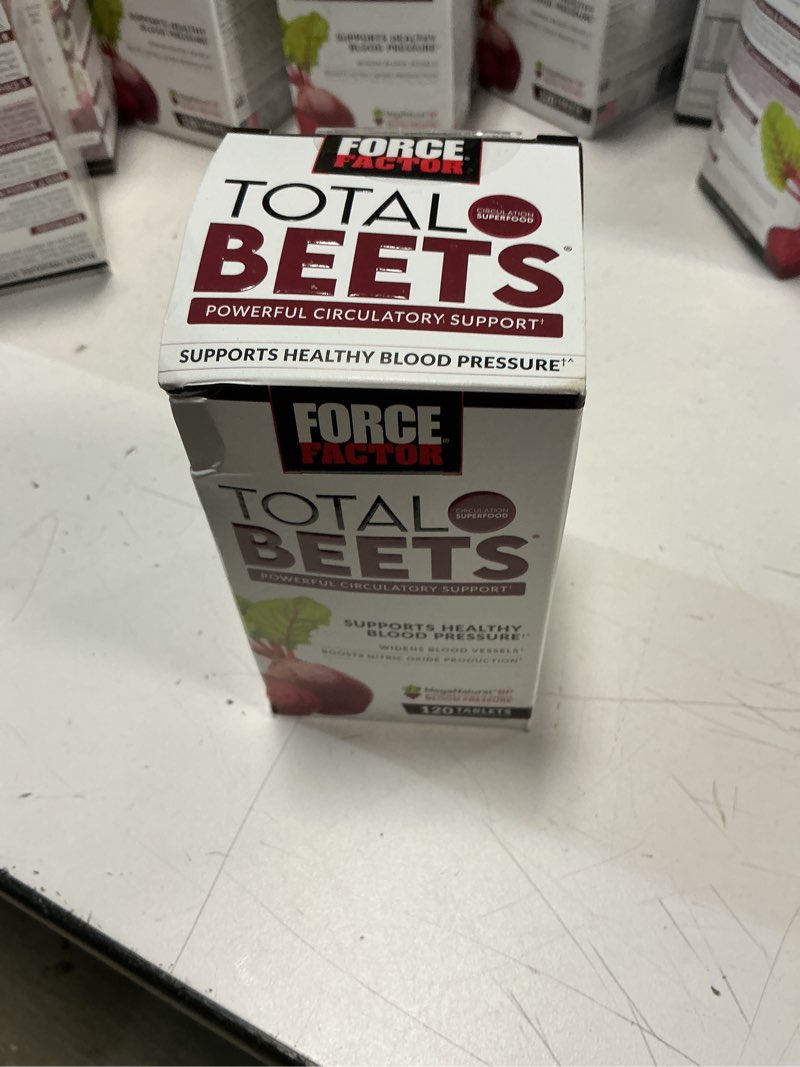 Condition photo showing New/Like New for (best by :12/2028) force factor total beets blood pressure support with grape seed extract and non gmo beet root powder for heart health, circulation, & blood flow, 120 count 120 count (pack of 1)