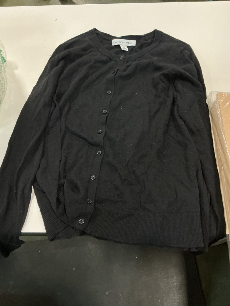 Condition photo showing Good Condition for Amazon Essentials Women's Lightweight Crewneck Cardigan Sweater (Available in Plus Size) X-Large Black
