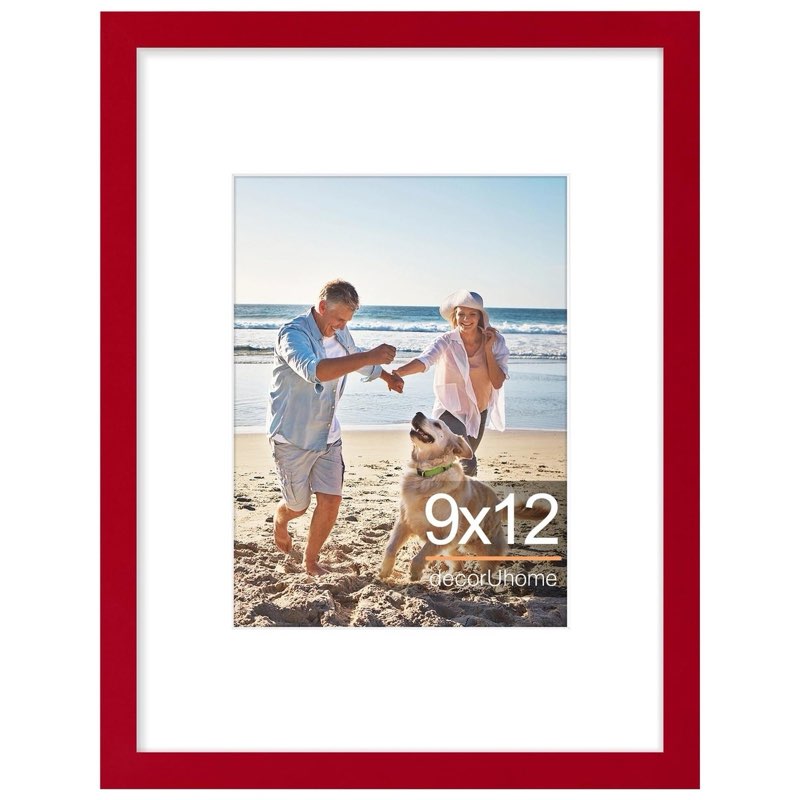 decoruhome 16x20 picture frame, display pictures 11x14 with mat or 16x20 without mat, wall hanging poster frame, red, 1 pack red 16x20