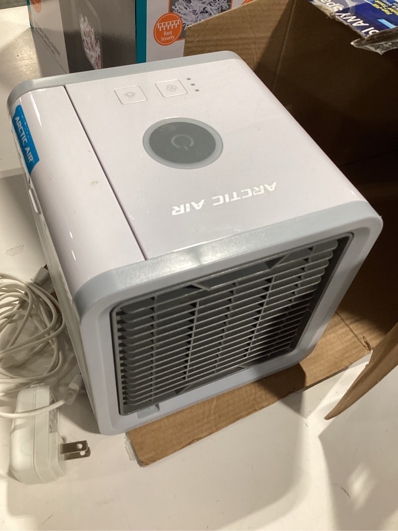 Condition photo showing As Is for arctic air pure chill 2.0 evaporative air cooler by ontel - powerful, quiet, lightweight and portable space cooler with hydro-chill technology for bedroom, office, living room & more,blue no size