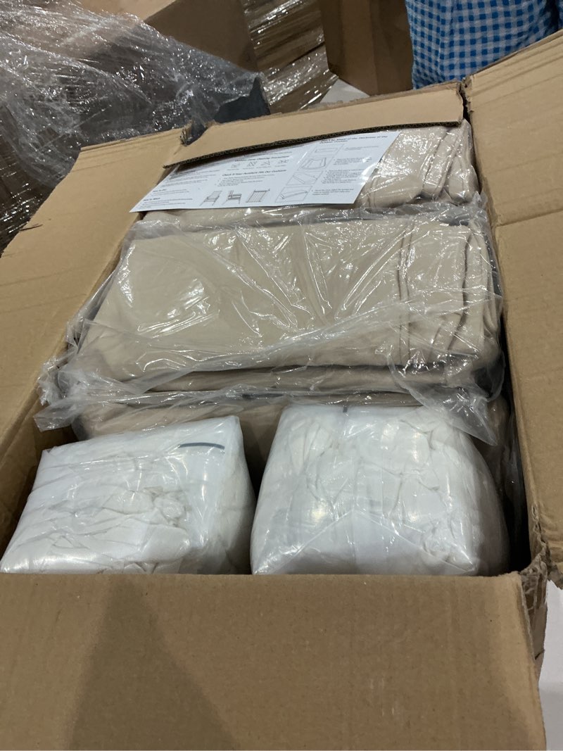 Condition photo showing Good Condition for aaaaacessories outdoor seat cushions for chairs, fade-resistant, waterproof patio furniture replacement cushions, 25.5" x 25.5" x 5" + 25.5" x 19", set of 4, beige beige 25.5"x25.5"x5" / 25.5"x19"