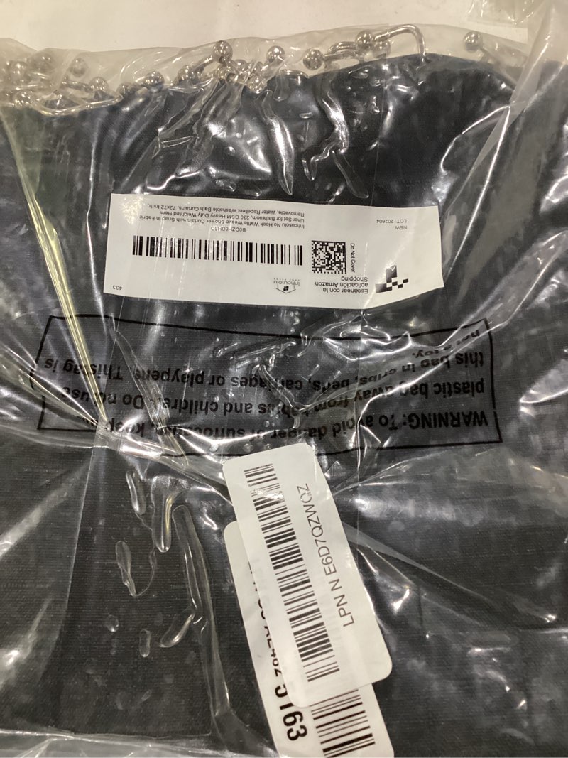 Condition photo showing Good Condition for inhousolu no hook shower curtain with removable snap-in liner, waffle weave 230 gsm polyester, weighted hem, water repellent washable, 36 x 72 inch, black