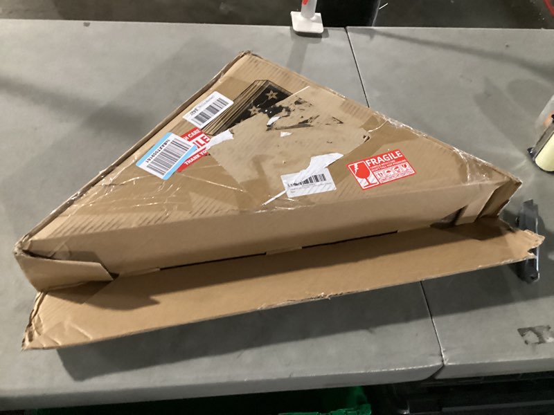 Condition photo showing New/Like New for flag case for burial flag, 5' x 9.5' funeral flag display case brown wood memorial flag shadow box for military veterans with glass covered and wall mounted 5x9.5-brown (case only)