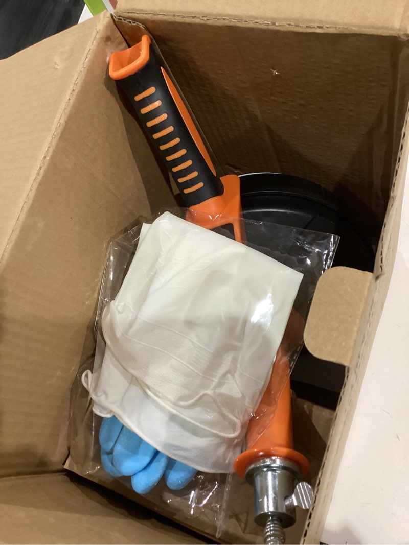Condition photo showing Good Condition for drain auger, clog remover with drill adapter, 25 feet flexible plumbing snake use manually or powered for kitchen, bathroom and shower sink, comes with gloves (orange)
