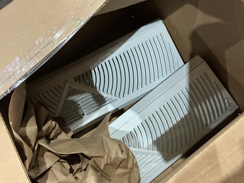 Condition photo showing Good Condition for 18 inch baseboard register vent cover diffusers,18 inch baseboard heater register for 18” duct opening,2pk white baseboard diffusers heating vent cover for floor wall with 3 ways adjust airflow lever 18 inch-2pk