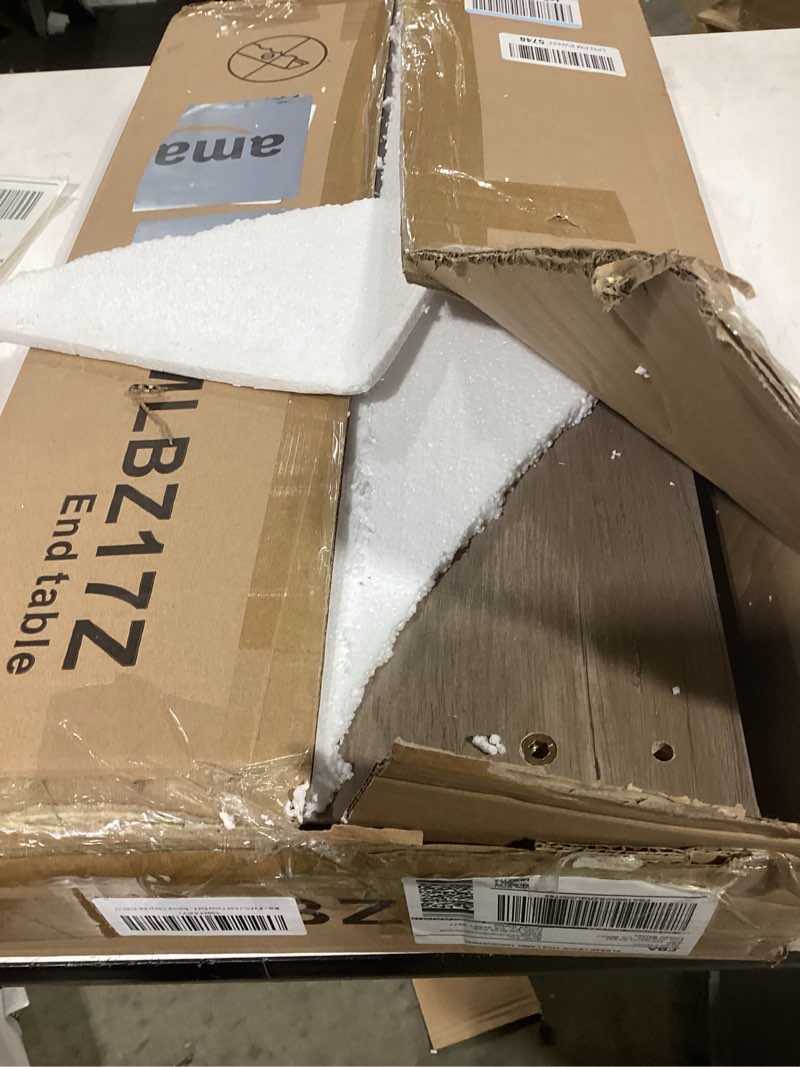 MMEOLUOOK Narrow End Table, Large Sofa Side Table, Farmhouse Nightstand with Storage Shelve, Slim Be